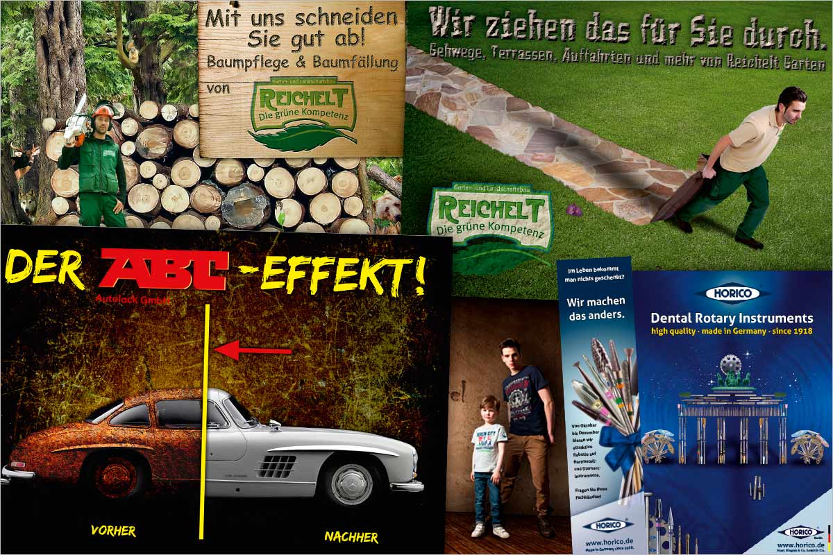 Bildcollagen der Werbeagentur und Kreativagentur für Liechtenstein