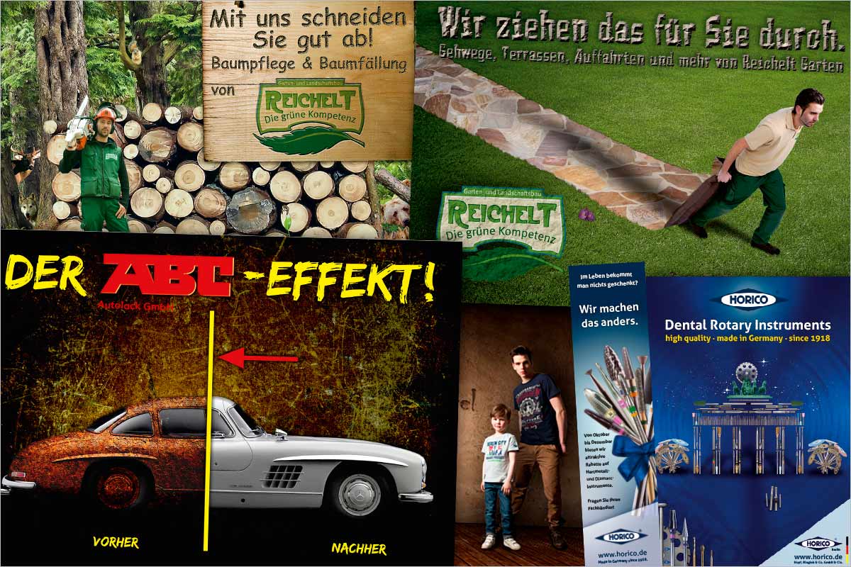 Bildcollagen der Werbeagentur und Kreativagentur für Schaan