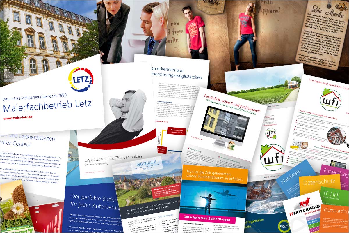 Broschüren und Flyer der Werbeagentur und Kreativagentur für Liechtenstein