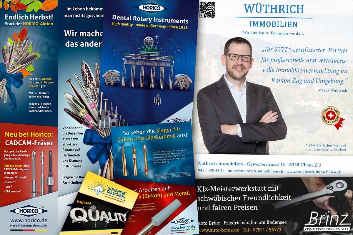 Print-Anzeigen + Werbeanzeigen der Werbeagentur und Kreativagentur für Liechtenstein
