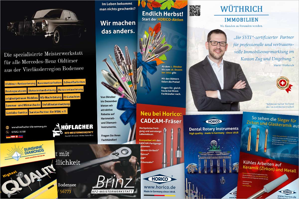 Print-Anzeigen + Werbeanzeigen der Werbeagentur und Kreativagentur für Liechtenstein